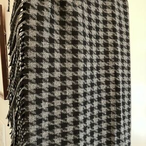 Talbots Black and Gray Italian Wool Blend Scarf/Shawl